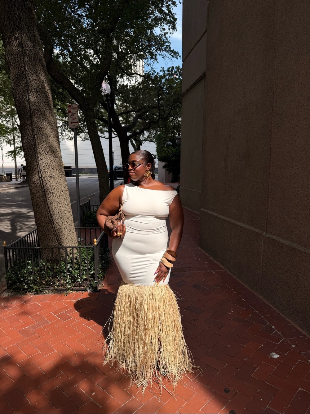 Neutral Straw Fringe Maxi Dress - Women's Dress